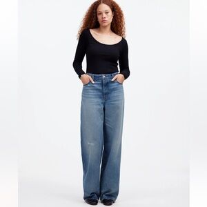 Madewell Low Slung Baggies Size 29 Hamburg Wash 100% Cotton Blue Wide Leg Jeans